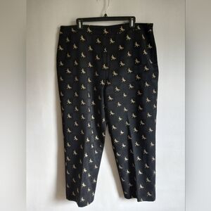 Talbots Black Pants with Embroidered Dragonfly Design Sz18 Ankle Length